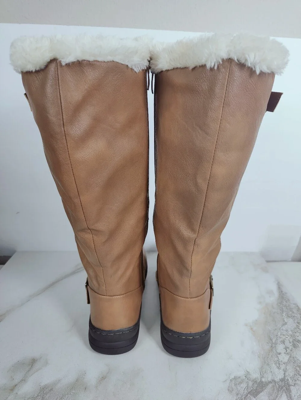 Dream Pairs Women's Rabbit Knee-High Winter Boots, Camel, Sz 9.5